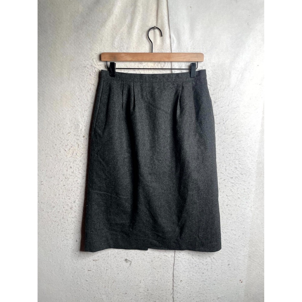 Suits LTD Mini Suit Skirt Womens 12 Charcoal Gray Wool Back Button Slit Pleated